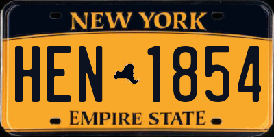 NY license plate HEN1854