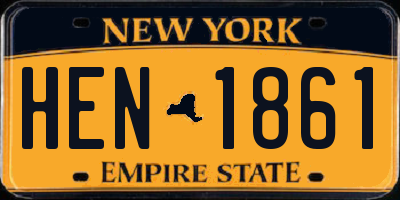 NY license plate HEN1861