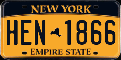 NY license plate HEN1866