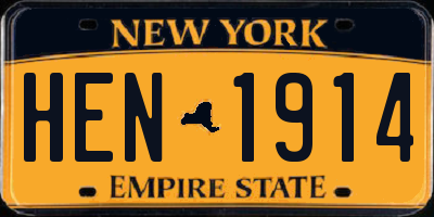 NY license plate HEN1914