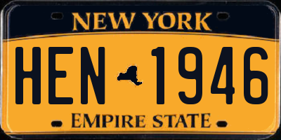NY license plate HEN1946