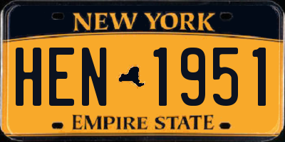 NY license plate HEN1951