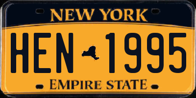 NY license plate HEN1995