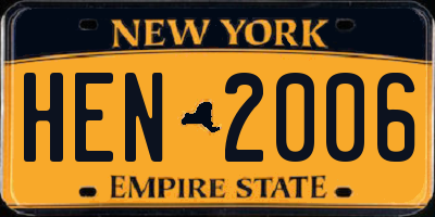 NY license plate HEN2006