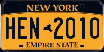 NY license plate HEN2010