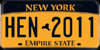 NY license plate HEN2011