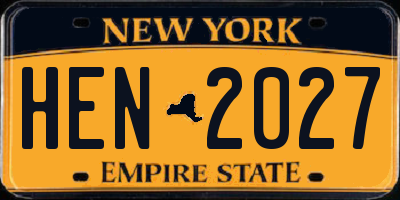 NY license plate HEN2027