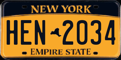 NY license plate HEN2034