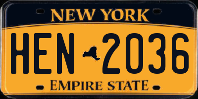NY license plate HEN2036