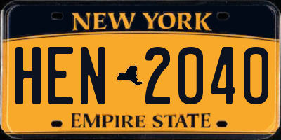 NY license plate HEN2040