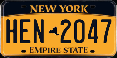 NY license plate HEN2047