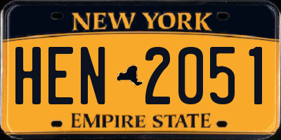 NY license plate HEN2051