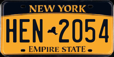 NY license plate HEN2054