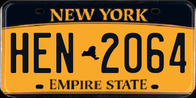 NY license plate HEN2064
