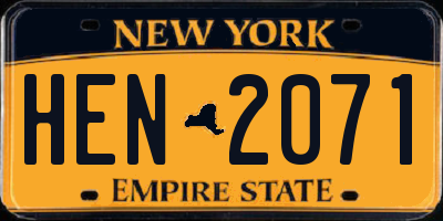NY license plate HEN2071