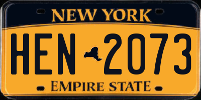 NY license plate HEN2073