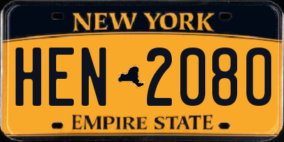 NY license plate HEN2080