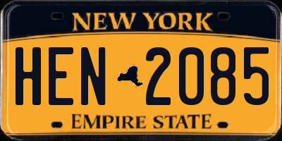 NY license plate HEN2085