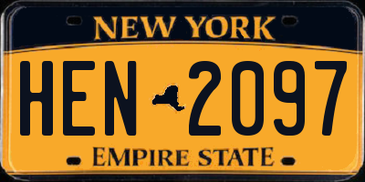 NY license plate HEN2097