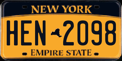 NY license plate HEN2098