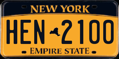 NY license plate HEN2100