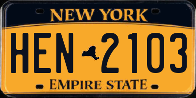 NY license plate HEN2103