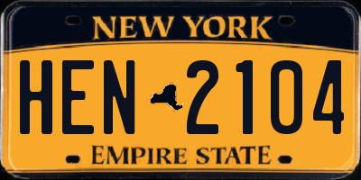 NY license plate HEN2104