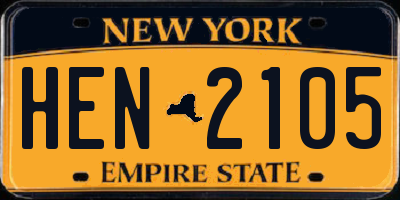 NY license plate HEN2105