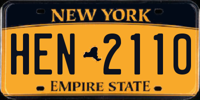 NY license plate HEN2110