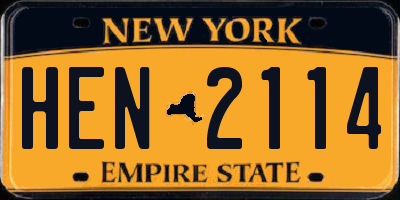 NY license plate HEN2114