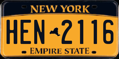NY license plate HEN2116