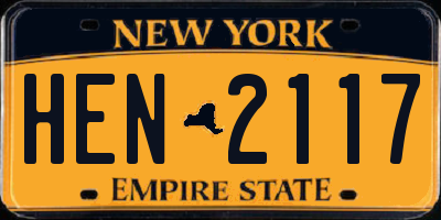 NY license plate HEN2117
