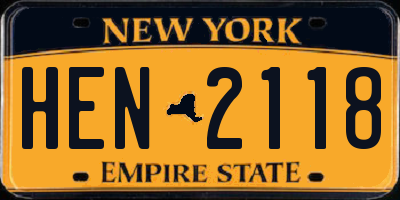 NY license plate HEN2118