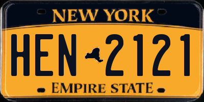 NY license plate HEN2121