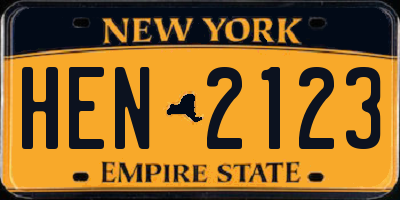 NY license plate HEN2123