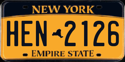 NY license plate HEN2126