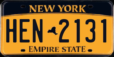 NY license plate HEN2131