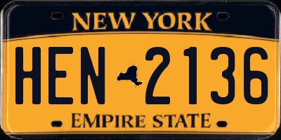 NY license plate HEN2136