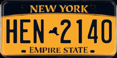 NY license plate HEN2140