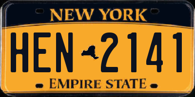 NY license plate HEN2141
