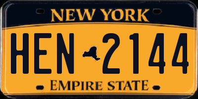 NY license plate HEN2144