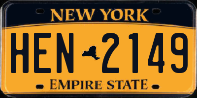 NY license plate HEN2149