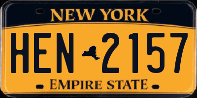 NY license plate HEN2157