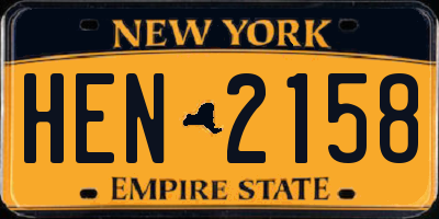 NY license plate HEN2158