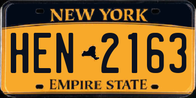 NY license plate HEN2163