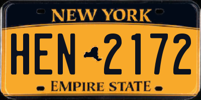 NY license plate HEN2172
