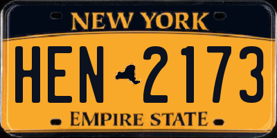 NY license plate HEN2173