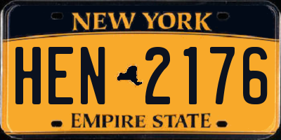 NY license plate HEN2176