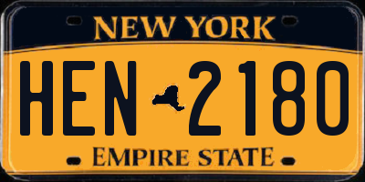 NY license plate HEN2180