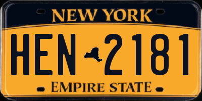 NY license plate HEN2181